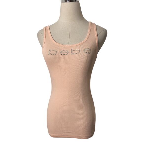 Bebe Y2K Vintage Rhinestone Sparkle Ribbed Tank Top - Picture 2 of 9